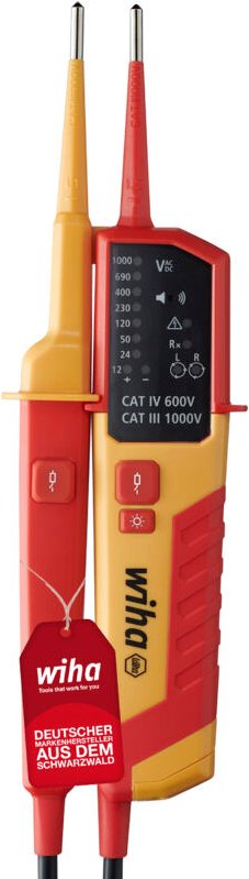 Spannungs- und Durchgangsprüfer 12 - 1.000 v ac, cat iv inkl. 2x AAA-Batterien i mit LED-Anzeige i Einhandprüfung (45216...