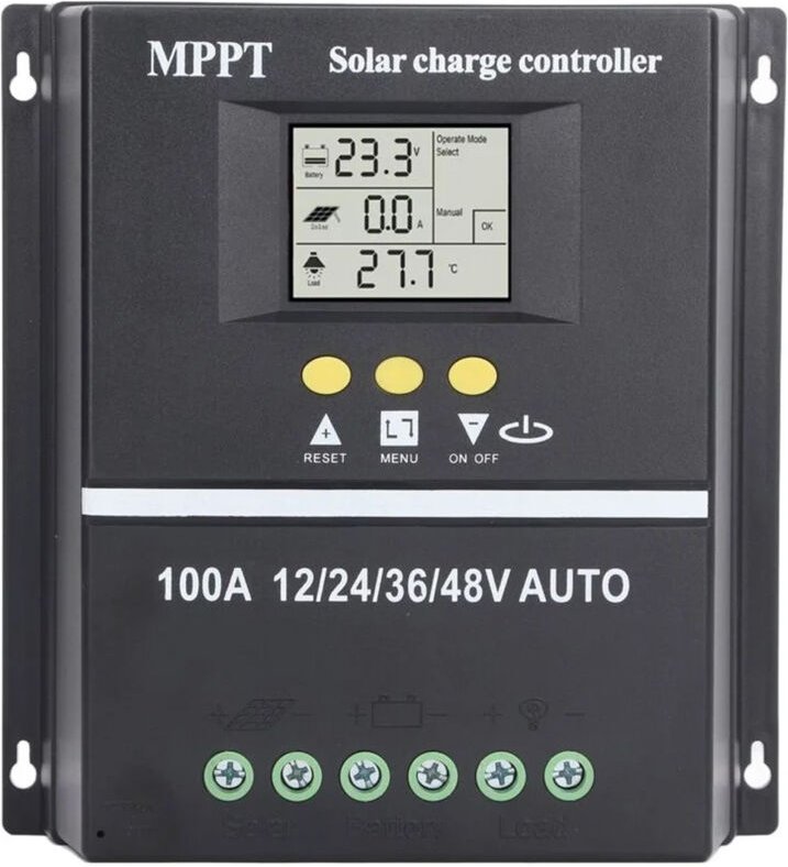 Solarladeregler MPPT 100A – Doppelter USB-Anschluss – Hintergrundbeleuchtetes LCD-Display – Spannungs-Protection – Kompa...