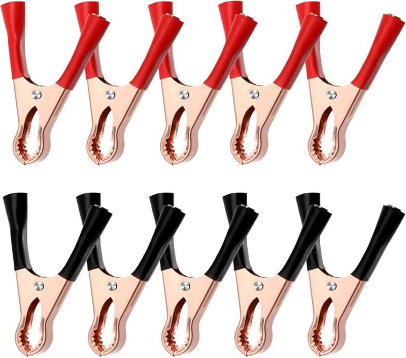 CCYKXA 10er-Pack 50 A Hochleistungs-Krokodilklemmen aus isoliertem Metall – Ersatz-Krokodilklemmen für Batteriekabel – v...