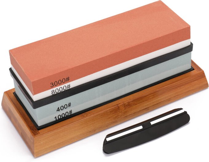 Geevorks - Premium-Schleifstein, Körnung 400/1000, 3000/8000, Schleifstein-Set, rutschfeste Basis, Schneidschärfer ohne ...