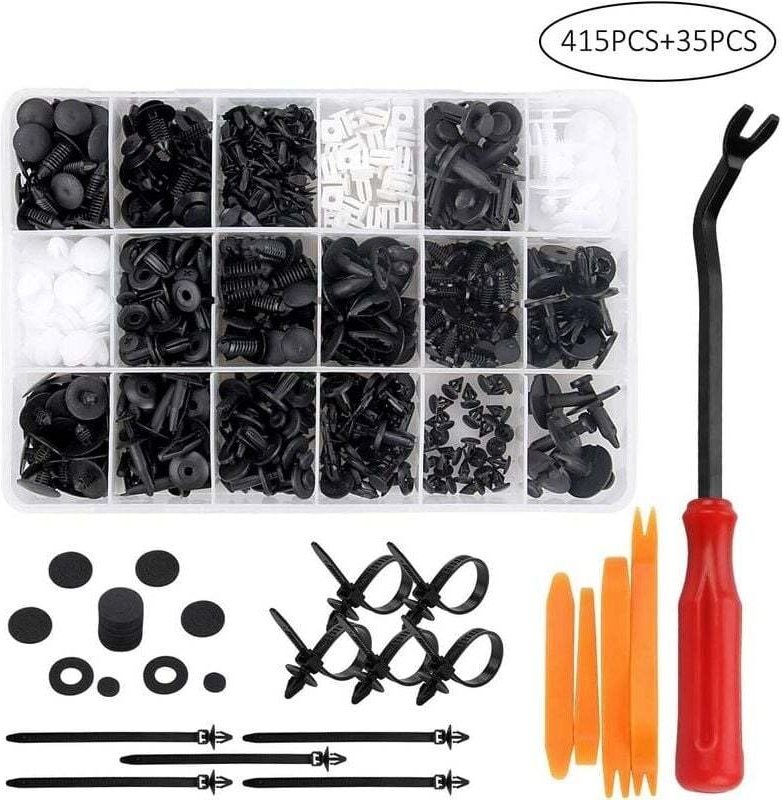 Schnallen in einer Schachtel mit 415 Stück. Set mit 415 Nylonschnallen in einer Schachtel.