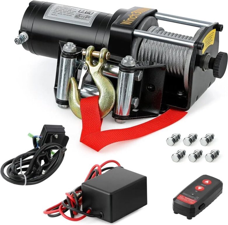 Elektrische Seilwinde, 900 W, 1360 kg, 12 V, mit Fernbedienung, Hochleistungsmotor, Bergungswinde mit starkem Stahlkabel...