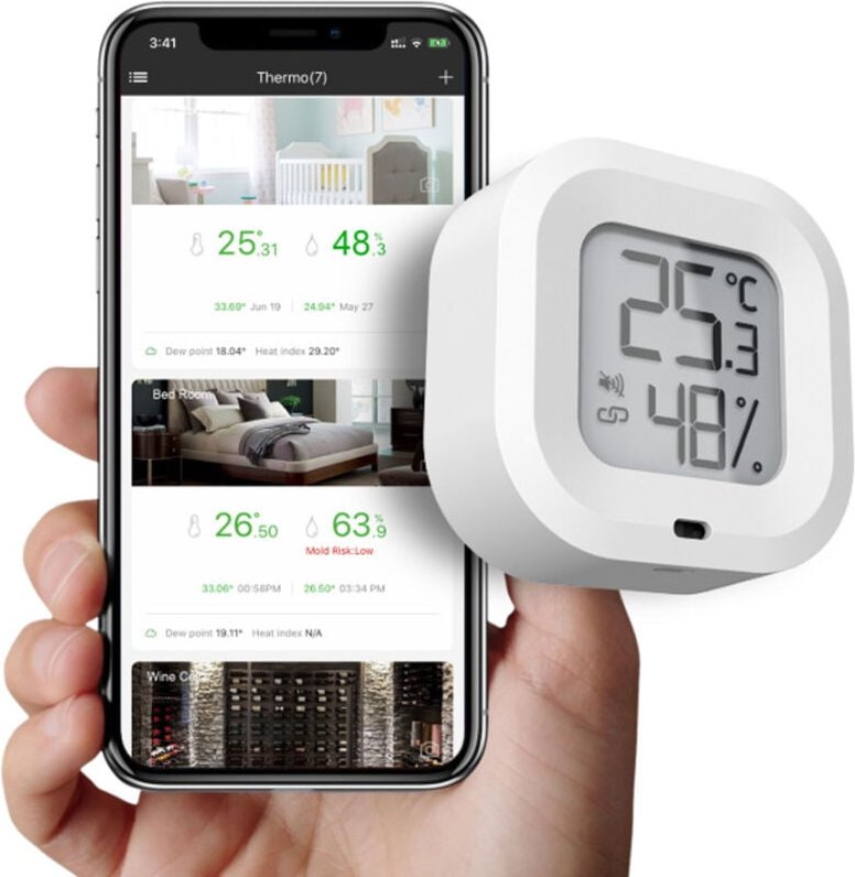 Bluetooth-Thermometer-Hygrometer, drahtloser Sensor mit Alarmbenachrichtigung