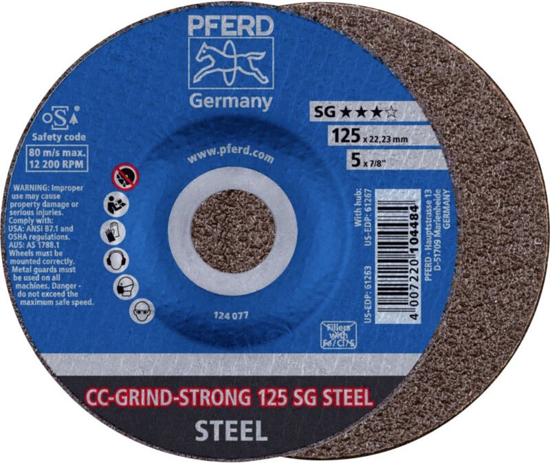 PFERD TOOLS CC-GRIND STRONG Schleifscheibe 125x22,23 mm COARSE Leistungslinie SG STEEL für Stahl