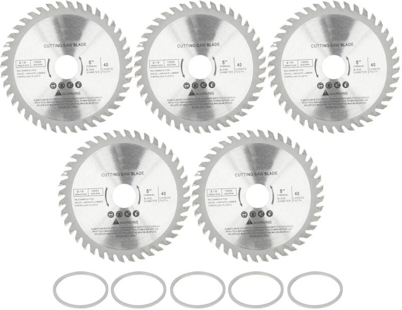 5-teilige 4,9-Zoll-Kreissäge mit 40 Hartmetall-Trennscheibenspitze für Holzsägen