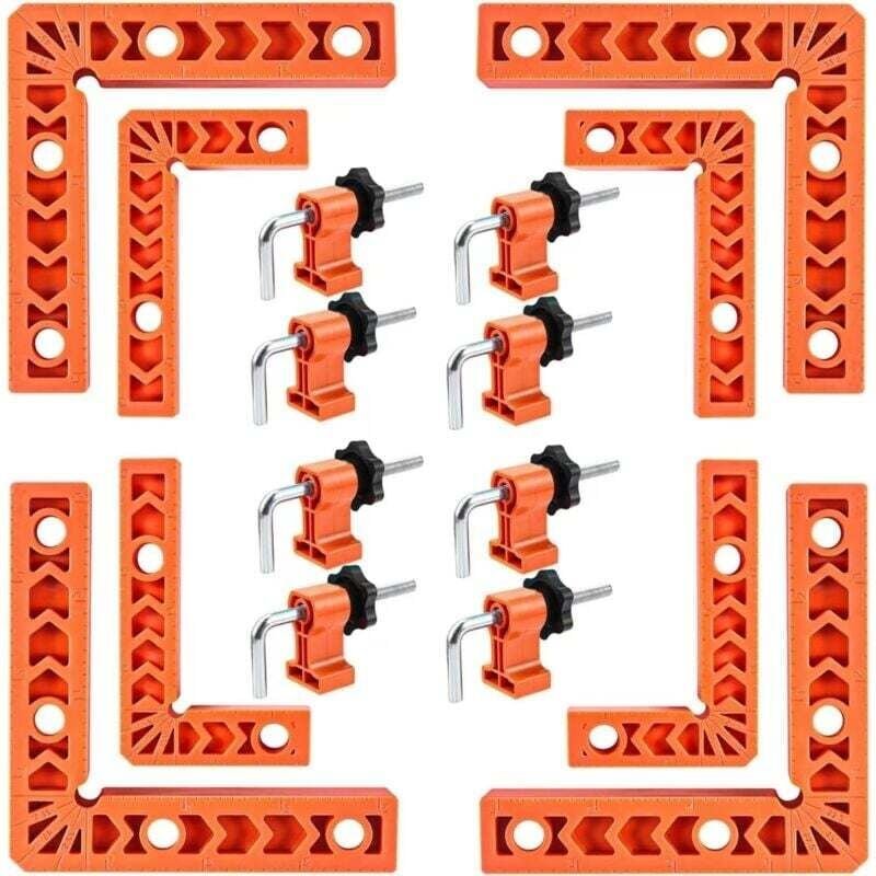 Set mit 8 90-Grad-Winkelklemmen, 4 x 4-Zoll-L-förmigen Quadraten + 4 x 3-Zoll-L-förmigen Quadraten für Holzbearbeitungsp...
