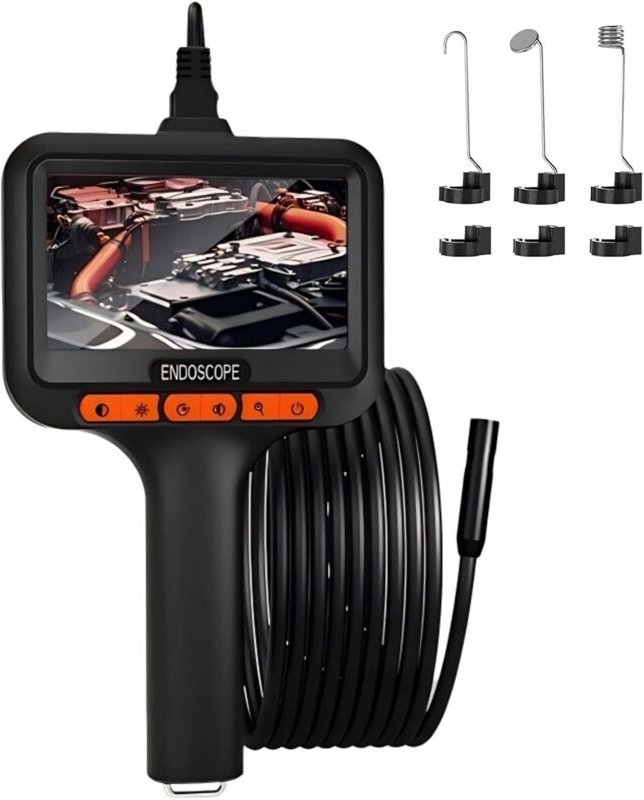 Endoskopkamera mit Beleuchtung, 4,3-Zoll-IPS-Bildschirm, 1080p-Rohrinspektionskamera, 180°-Drehung, IP67 wasserdicht für...