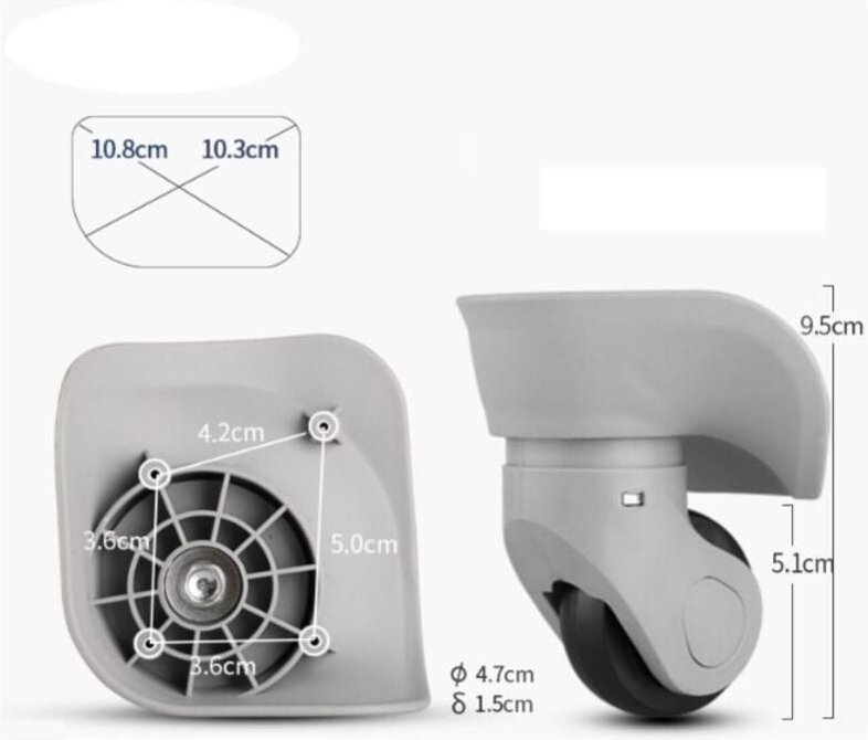 Robuste Universal-Gepäckrollen aus Gummi, leise, multidirektionale Ersatz-Reparaturrollen für Gepäck (groß, grau, 2er-Pa...