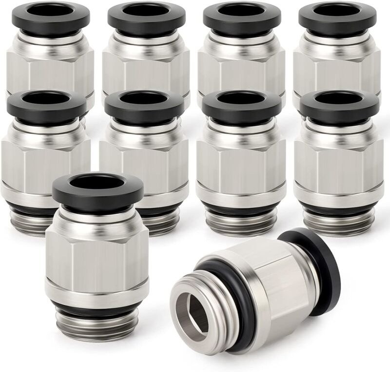 Gerades Rohr, 6 mm Außendurchmesser x Gewinde G 1/8 Zoll, Steckanschluss mit PCG6-01-Dichtungsring (10 Stück)