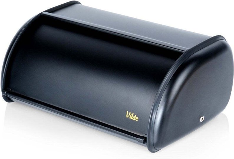 Spacious bread box in elegant black stainless steel
