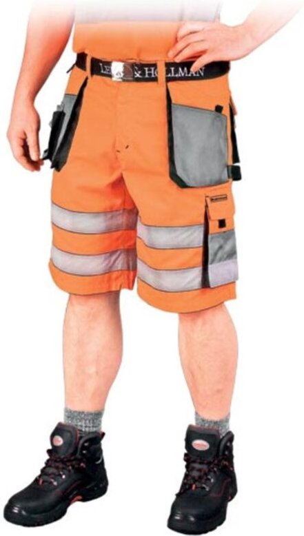 Kurze Warnschutzhose mit Reflektionsstreifen orange xl