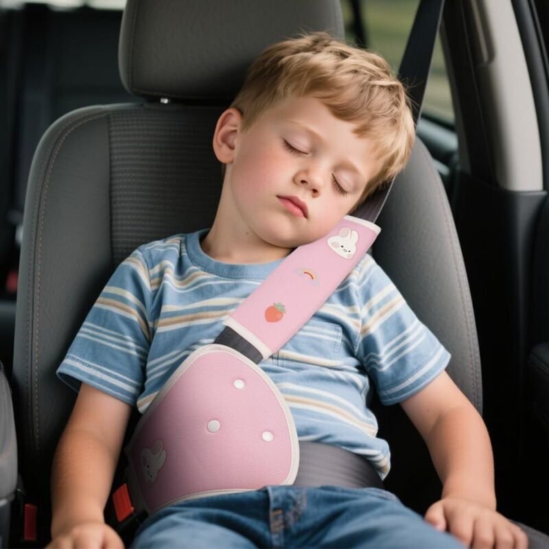 CCYKXA Kindersitzgurt-Schutz, 2-teilig, niedliches Hasenmotiv, atmungsaktiv und hautfreundlich, für alle Jahreszeiten ge...