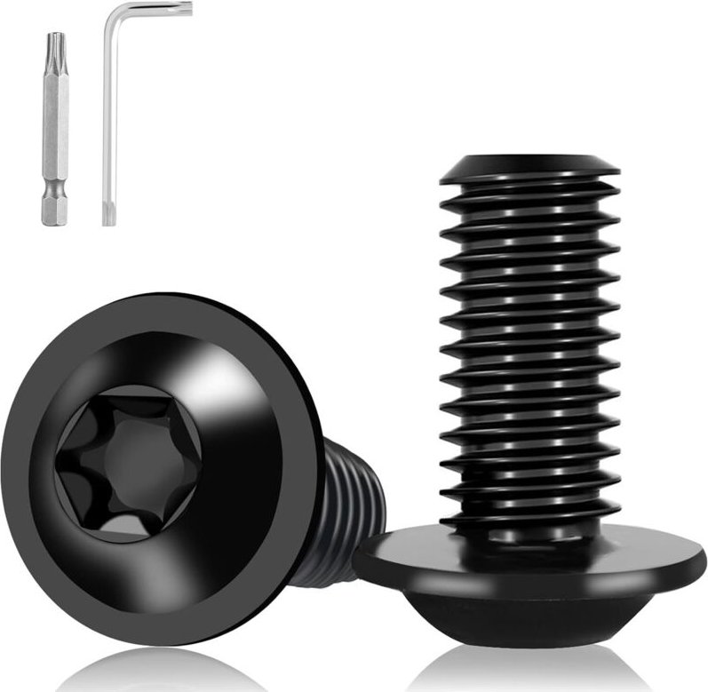 15 Stück M8 Torx-Schrauben, Edelstahl A2 V2A, schwarze Flachkopfschrauben mit Flansch, M8x16 mm, inklusive Torx-Schlüsse...