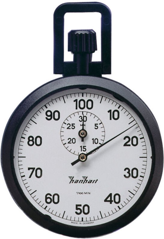 Präzisions-Kronen-Stoppuhr 1/100-Min. 30Min. Hanhart