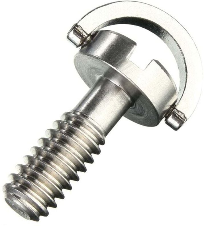 Lange 1/4"-D-Ring-Schraube, silberfarbener Edelstahl, für Stativ, Schnellwechselplatte, Kamera