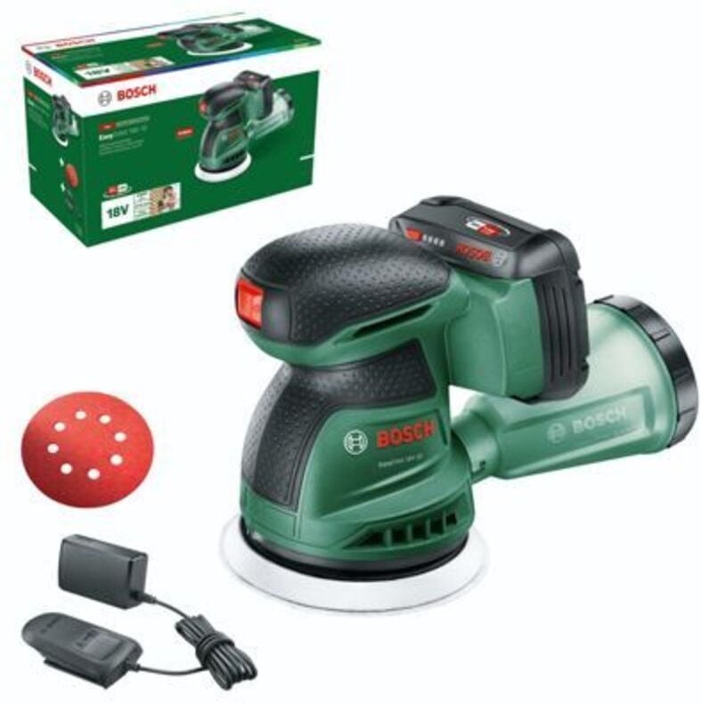 Akku-Exzenterschleifer EasyOrbit 18V-10, incl. Akku pba 2 Ah, Ladegerät, Zubehör, Karton - Bosch