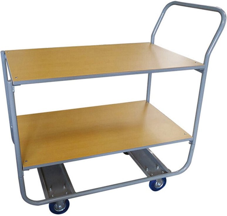 Servierwagen mit 2 Holzablagen - 850 x 430 mm - Tragfähigkeit 200 kg - WP20A/2