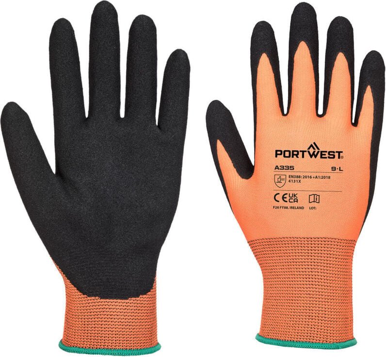 Dermi-Grip NPR15 Nitril-Schutzhandschuhe, Sandelorange/Schwarz, 2XL – Größe 11