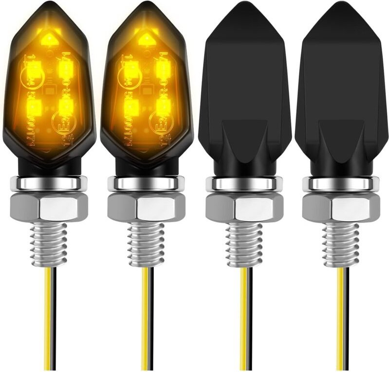 LED-Blinker für Motorräder, 4 Stück universelle, wasserdichte Motorradblinker, 12-V-Blinker, blinkende Tagfahrlichter, B...