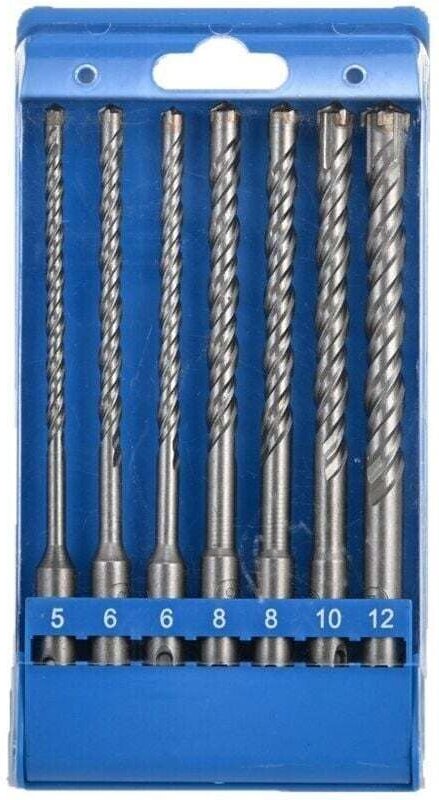 Set mit 7 Betonbohrern, elektrische Schlagbohrmaschine, vierschneidige Wandbohrer 5/6/8/10/12 mm x 160 mm für verschiede...