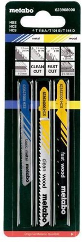 Metabo - Stichsägeblattsortiment 3teilig 2xHolz/1xMetall hcs/hss f.Holz/Metall