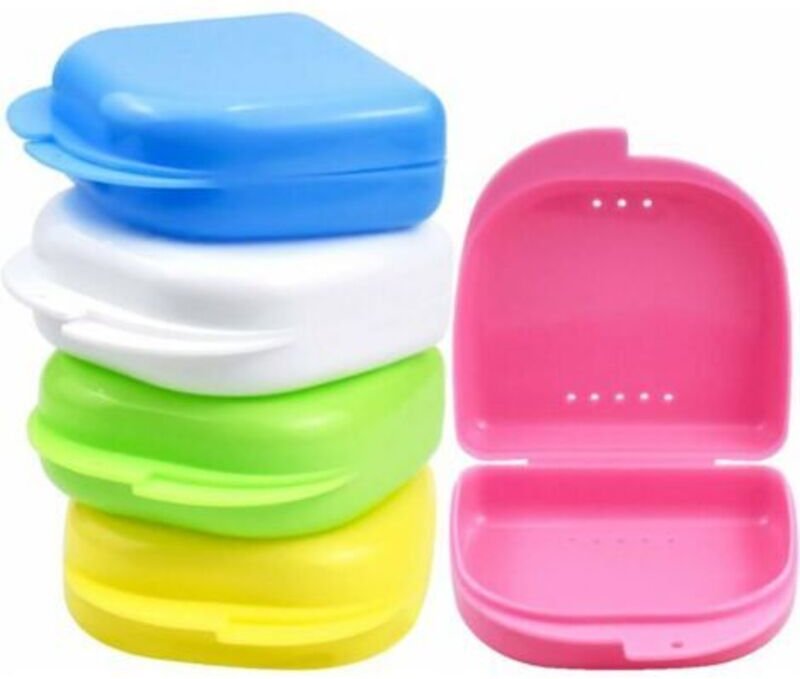 5 Stück Zahnspangenbox, dünne Zahnprothesenboxen, Aufbewahrungsboxen für Zahnprothesen, kieferorthopädische Retainer, Mu...