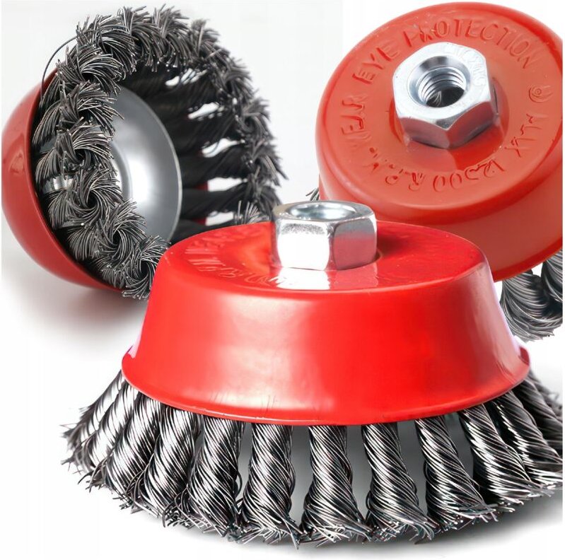 Drahtbürste für Frontschleifer, geflochten, Draht M14, 4" 100 mm