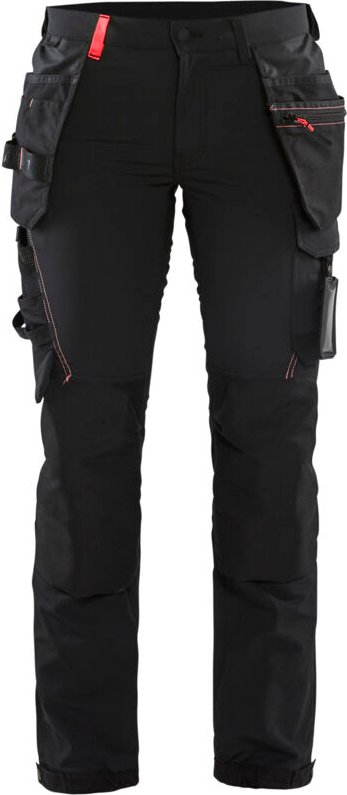Arbeitshose für Handwerkerinnen Stretch 4D Damen 7192 – Schwarz/Rot XS – FR(34) – SE(C32) – Standards