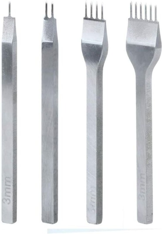 4-teiliges Locher-Werkzeug-Set, 3 mm DIY-Leder-Set, Lederhandwerk-Stanzwerkzeuge, Klauenstanzer, Nähen von Diamant-Schnü...