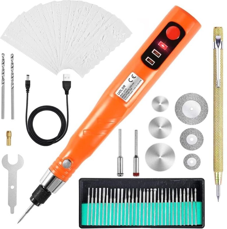 Vtizikl Kit d&39outils de Gravure Rechargeable USB Sans Fil, Mini Graveur électrique Stylo de Gravure Outil Rotatif pour...