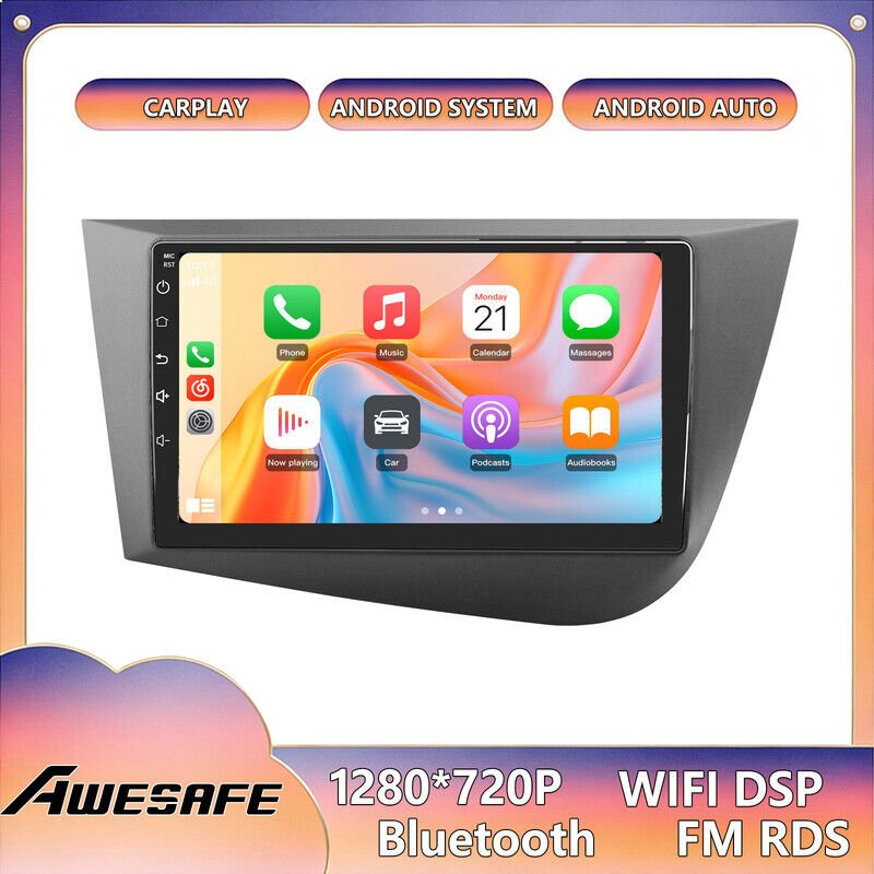 AWESAFE Autoradio Android 13 für Seat Leon 2 MK2 (2005-2012) 2GB+32GB 9'' Touchscreen mit CarPlay GPS Bluetooth Android ...