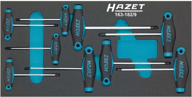 Schraubendreher Satz, mit T-Griff, Innen torx Profil, T6 - T30, Anzahl Werkzeuge: 9 - Hazet