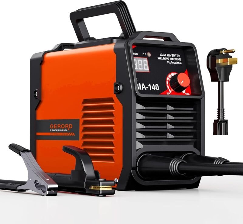 Tragbares Stabelektrodenschweißgerät 110 V/220 V, 140 A Lichtbogen-MMA-Schweißgerät mit Digitalanzeige - inklusive Schwe...