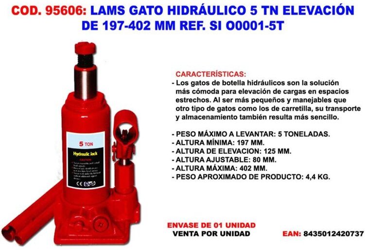 Lams Hydraulikheber 3 t Hub 195-380 mm