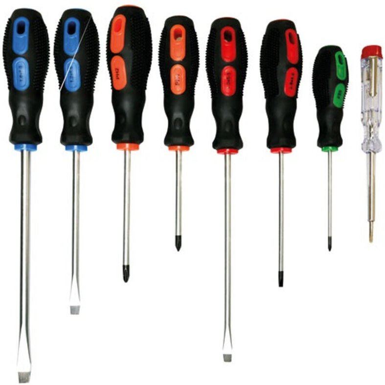 Schraubendreher mit Zweikomponenten-Griff, Packung zu 8 - Fischer Darex