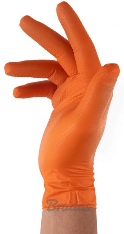 Nitrilhandschuhe Diamond Orange L (8-9), öl- und chemikalienbeständig, helle Farbe für gute Sichtbarkeit, Packung de 50 ...