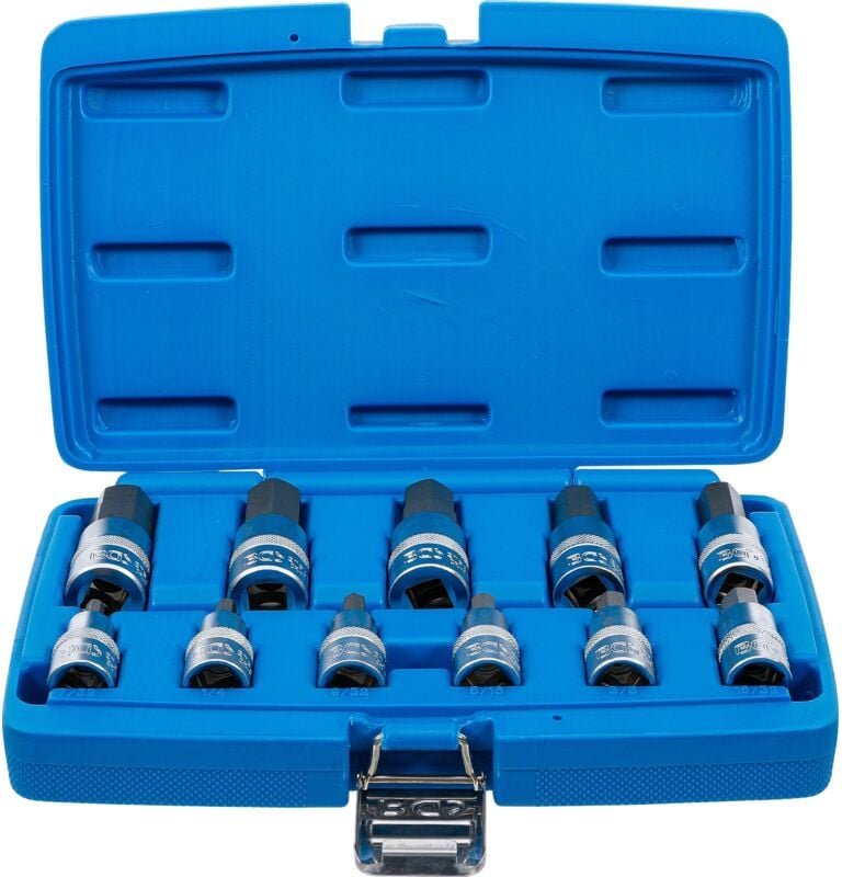Bgs Technic - Bit-Einsatz-Satz Antrieb Innenvierkant 12,5 mm (1/2') Innensechskant 7/32' - 13/16' Zollgrößen 11-tlg.