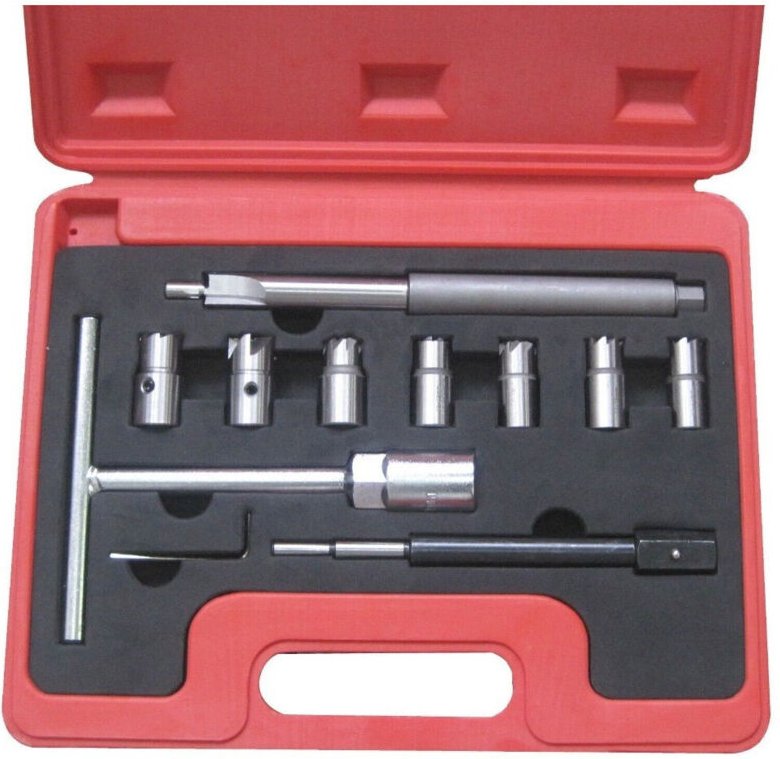Trade Shop Traesio - Trade Shop - injektor-reinigungs-reibahlen-kit set dieselmotor-auto-injektoren 11-TEILIG -