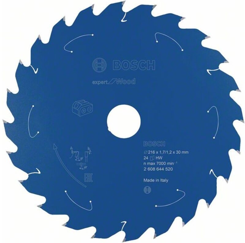 Professional Akku-Kreissägeblatt Expert for Wood, 216 x 1,7/1,2 x 30, 24 Zähne, Spanwinkel 25° - Bosch
