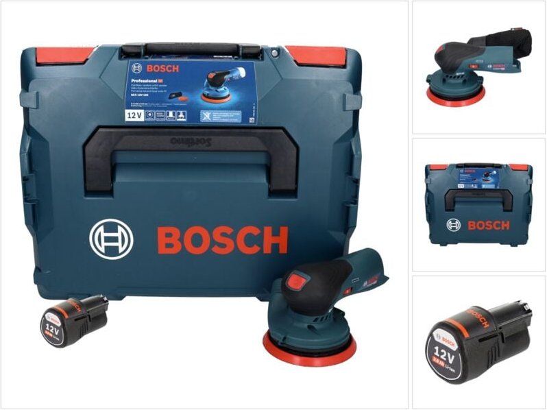 Bosch gex 12V-125 Professional Akku Exzenterschleifer 12 v 125 mm Brushless + 1x Akku 3,0 Ah + L-Boxx - ohne Ladegerät