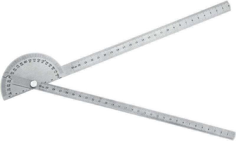 Thumbnail - Rundkopf-Winkelmesser, Edelstahl-Winkelmesser, Rundkopf-Arm-Messlineal-Werkzeug, für Ingenieur, Winkelmaß, Studentenzeic...