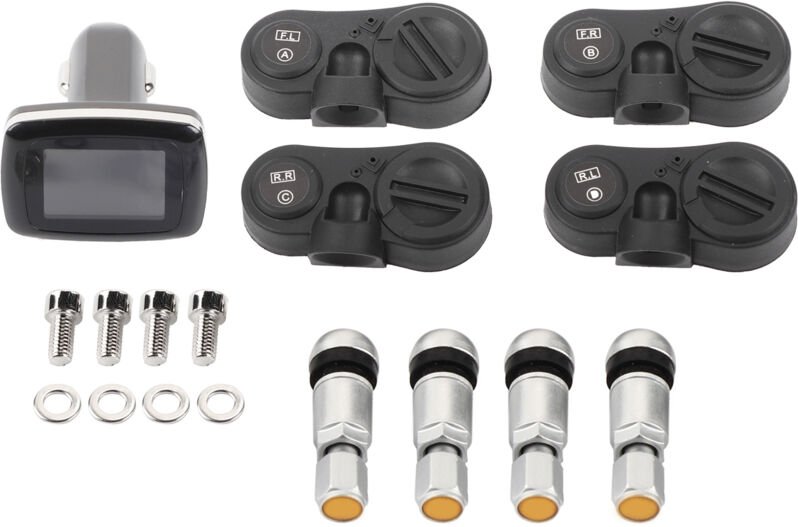 Headerbs Zigarettenanzünder-TPMS, Smart Car TPMS Reifendruckkontrollsystem mit 4 internen Sensoren