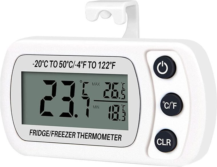 OUYLAF Kühlschrankthermometer, wasserdichtes digitales Gefrierschrankthermometer, -20 °C bis 50 °C (-4 °F bis 122 °F) mi...