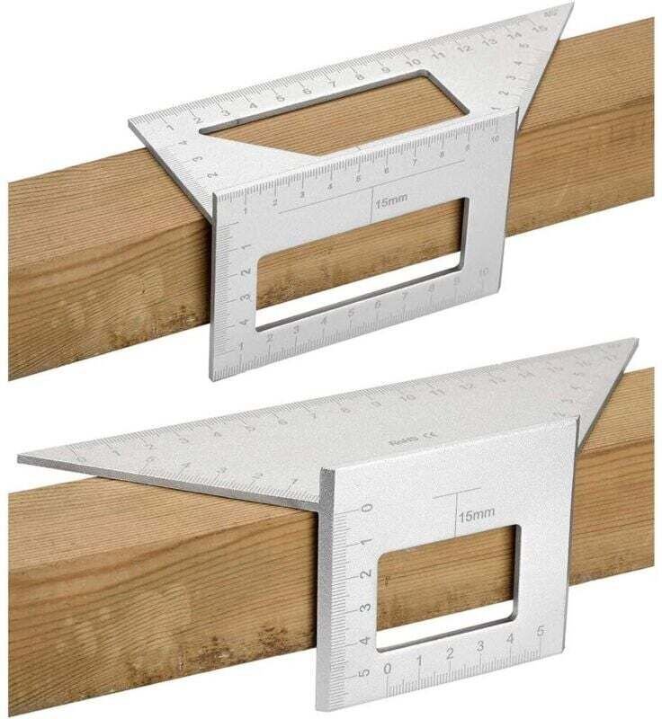 Jauge Carre Bois Double Fonction 45 90 Degrés Règle T Mesure Angle Aluminium