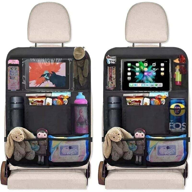 Auto-Organizer, 2-teiliger Kinder-Auto-Organizer mit 9 Fächern, Auto-Organizer mit 25 cm großem transparenten Beutel