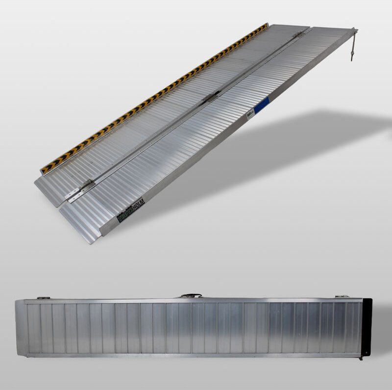 Baumarktplus - trutzholm Rollstuhlrampe klappbar 213 cm 272 kg Alu grau geriffelt Auffahrrampe Rollator Tragegriff
