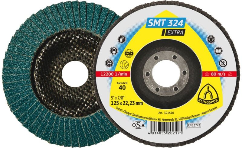 FP - klingspor 321513 Fächerscheibe smt 324 Extra d. 115 mm Körnung 80 12Grad gewölbt