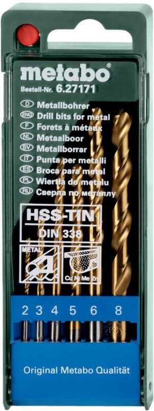 Metabo HSS-TiN-Bohrerkassette, 6-teilig (627171000)