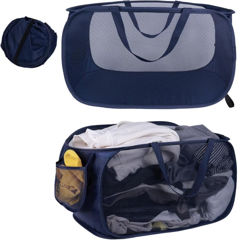 2er-Set faltbare Wäschekörbe aus Netzgewebe mit Griffen – ideal zum Aufklappen für Schlafzimmer, Kinderzimmer und Reisen