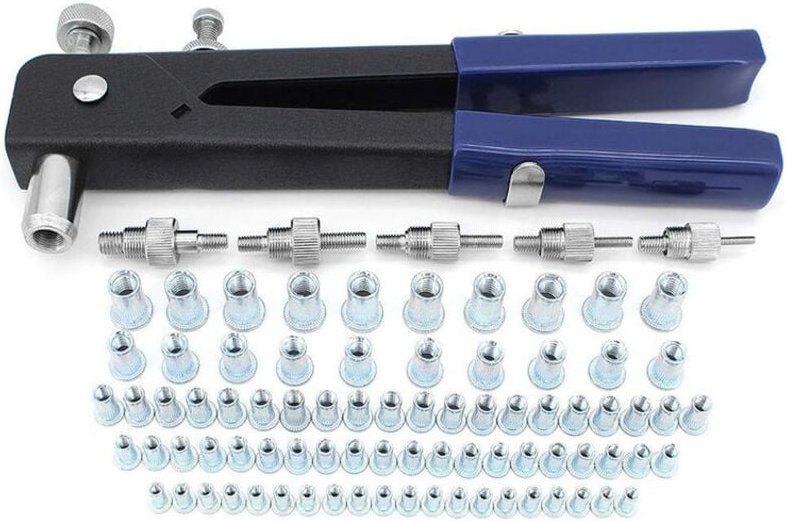 Gewindenietmutternpistolen-Set, 86-teilig, inkl. Nietmuttern und Nietwerkzeug, kompatibel mit M3-, M4-, M5-, M6-, M8-Gew...